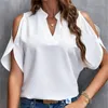 Camicette da donna Wedifor Moda Camicetta da donna con spalle scoperte Camicetta sexy con scollo a V Solido Abbigliamento casual allentato Elegante lavoro d'ufficio Top da donna