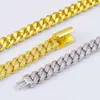 18k Guldfinish Iced Out Hip Hop CZ Miami 10mm Spike Cuban Chain Link Necklace