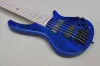 Guitar 5 Strings Blue Body Electric Bass Guitar with Black Hardware, Maple Veneer,provide Customized Service