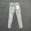 Herr jeans lila varumärke mens mid stigande smal elastisk klassisk gammal stil plats indigo beläggning bomull denim