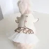 Vêtements pour chiens Étoile Rétro Robe à manches volantes Vêtements pour animaux de compagnie Chemise d'hiver Chat Chiot Vêtements floraux pour chiens Blanc