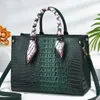 HBP Non-Brand Ladies Tote Briefcase Handbag Daily Hand Bags Fashion Crocodile Pattern Pu Leather Large Capacity Hard Tote Bag For Women