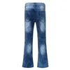Jeans da uomo Pantaloni denim da uomo a vita media Pantaloni lunghi casual svasati stile punk tinta unita vintage elasticizzati