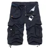 Sommer Baumwolle Cargo-Shorts Männer Mode Multi Tasche Einfarbig Kausalen Shorts Herren Lose Outdoor MID Cargo-Shorts Kein Gürtel 240312