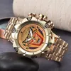 Orologi da polso Orologio al quarzo da uomo Magician alla moda e personalizzato con quadrante ampio cinturino in lega multifunzionale impermeabile per l'uso quotidiano