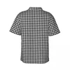 Camicie casual da uomo Camicia hawaiana da vacanza Camicette geometriche pied de poule Texture nera Abbigliamento classico a maniche corte da uomo