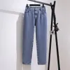 2XL6XL Boyfriend Jeans for Women High Waist Full Length Denim Harem Pants Vintage Baggy Woman Mom Large Size 240307