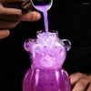 Vinglas Cartoon Bear Shaped Coffee Mug Glass Cup Cocktail Novelty Juice
