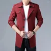 Vestes pour hommes Business Casual Jacket 2024 Automne Hommes Long Coton Coupe-Vent Outwear Mâle Mode Trench Coat Pardessus