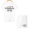 Kobiety dwuczęściowy zestaw Super Mom Tshirts Shorts Set Summer Letnie krótkie rękawowe szorty motocyklowe Seksowne strój dla kobiet w garniturze 240311