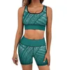 Aktiv-Sets, Polynesian Activewear, eng anliegendes Yoga-Oberteil, Shorts, ärmelloses Set für Damen, individuelles sportliches Temperament