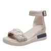 Sandalen vrouwen zomer wig hielkandalen platform sandalen riem open teen dikke bodem casual schoenen 2022 gouden zilveren roze sandalen