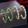 Stud Earrings 2024 Trendy Big Gold Color Circle Hoop For Women Girls Fashion Horse Eye Green Zircon Birthday Jewelry