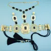 Collier et boucles d'oreilles ensemble Sunspicems Chic arabe femmes bijoux couleur or mariée marocaine corde ceinture taille chaîne carré cristal pendentif boucle d'oreille