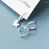 Hoop Earrings Fashion Glossy Love Pendant 925 Sterling Silver Korean Geometric Hollow Women's Jewelry Gift
