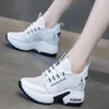 Casual skor ökade mesh mode kvinnor vit snörning upp grunt damer gummi sneakers kvinnlig platt plattform