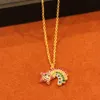 Luxury Viviannes Westwoods Necklace Rainbow Saturn Colorful Diamond Necklace with Copper Plating 18k Gold Fashionable and Simple High End Collar Sweater Chain