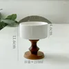 Tumblers 1 st 220 ml French Ins Style Vintage Ceramic Goblet Tall Bowl Cocktail dessert med trästam