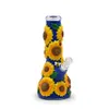 1pc,10in,Glass Bong With Cute Sunflower,Sunflower Bong,Borosilicate Glass Water Pipe,Glass Hookah,Hand Painted,Polymer Clay Cute Cartoon Glass Smoking Item