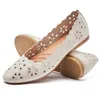 HBP Non-Brand 2024 Wholesale Foldable Lightweight Flat Shoes Ladies Round Toe Flower Eyelet Breathable Women