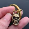 Keychains Men Creative Pure Copper Keychain Key Ring Retro Brass Skull Car Chain Ryggsäck Pendant Motorcykeltillbehör