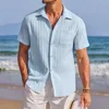 Casual overhemden voor heren Los overhemd Heren Kantoor Stijlvolle zomer met omgeslagen kraag Korte mouwen Borstzak Voor zaken