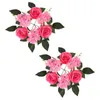 Dekorativa blommor 2 PC: er Konstgjorda ljusstake Garlandsringar för pelare Dekorera bröllopsbordets mittstycke Silk Flower Valentine Wreaths