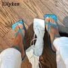 Eilyken Gladiator Sandals High Heals Women Fall Street Lookemales Square Head Open Toe Clip-On Strappy Shoes 240304