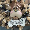 Decorative Flowers Cute Dog Door Sign Wreath Rustic Welcome Front Wall Decor For Garden Home Room Spring Indoor Outdoor Hanging