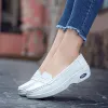 Boots BEYARNE2019 Spring Loafers Flats Women Ladies Solid White Air Cushion Nursing shoes Casual Shoes Slipon Boat Deck shoesE981