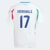 2024 kit di calcio per bambini Jorginho Insigne Verratti Bonucci Shirts Football Chiesa Chiellini Pellegrini 125 anni Sanniversary