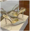 Saeda Chaussures habillées en chaîne avec strass en forme de Y, robes de mariée à talons aiguilles, sandales à boucle pour femmes, sandales à bout pointu, cheville, chaîne en diamant brillant, talons hauts 36-41