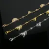 Elegant Chain Bracelet 18K Gold Silver Plated Crystal Clover Flower Charm Pendants Original Designer Fashion Women Wristband Cuff Link Bangle Jewelry With Box