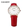 Cagarny Women 시계 디자이너 패션 캐주얼 쿼츠 시계 가죽 스트랩 골드208E