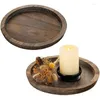 Candelabros 10 unids Soporte de bandeja de madera rústica - Pequeña placa decorativa Pilar de madera para mesa de comedor de granja