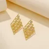 Stud Earrings 2024 Spring Classic Simple Rhombus Hollow Out Double Triangular Geometry Pendant For Women Girls Fashion Jewelry