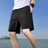 Pantaloncini da uomo da uomo estivi da palestra ad asciugatura rapida con tasche con cerniera elastica in vita per l'allenamento di corsa