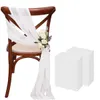 24 Pcs 17x275cm Chiffon Chair Sashes 12 Set White Sash Wedding Covers Ribbon Party Aisle Decor 240307