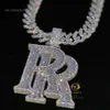 Iced Out Jewelry Moissanit-Diamanten-Halskette mit Initial-Hip-Hop-Sier-Anhänger