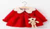 Рождественские праздничные платья для маленьких девочек, детское платье принцессы контрастного цвета с лепестками и лацканами, детская плиссированная одежда с рукавами Falbala2212273