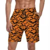 Men's Shorts Halloween Bat Gym Summer Orange And Black Casual Beach Running Surf Quick Dry Design Swim Trunks