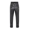 Pantalones para hombres Hombres Casual Largo Retro Goth Slim Primavera Otoño Punk Hombre Y2k Ropa PU Gimnasio Trabajo Pantalones Pantalones Straight Streetwear