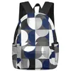 Backpack Nordic Retro Medieval Geometric Abstract Blue Women Man Backpacks Waterproof School For Student Boys Girls Bag Mochila