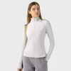 Lu Align Fit Women's Slim Fiess Elastic Sports Coat, dragkedja, löpning, yogaklänning, långärmad topp, ny 2024 Gym Jogger Sports Lemon 202