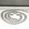 Hip Hop Jewelry Moissanite Cuban Necklace Ice Out 925 Sterling Silver 15mm Clustered Link Chain