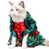 Katkostuums 51BD Kerstvakantie Fancy Dress Up Hond voor kostuumkleding Cadeau Puppy Warme rok Herfst en winteroorlog