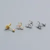 Boucles d'oreilles en argent Sterling 925 avec nœud papillon en Zircon pour femme et fille, bijoux Design géométrique à la mode, cadeau de fête, goutte