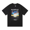 Designer-Herren-T-Shirt der amerikanischen Modemarke Purple Sea Sunrise Print Hochwertiges, lässiges Street-Kurzarm-T-Shirt aus reiner Baumwolle für Männer und Frauen