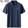 Herrpolos 8xl 7xl 6xl 2024 mode broderi polo skjorta män sommar kort ärm lösa skjortor avancerade bomullsmän tshirts