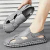 Sandales de haute qualité noires antidérapantes pour hommes, chaussures d'extérieur à semelle plate, tendance, plage confortable